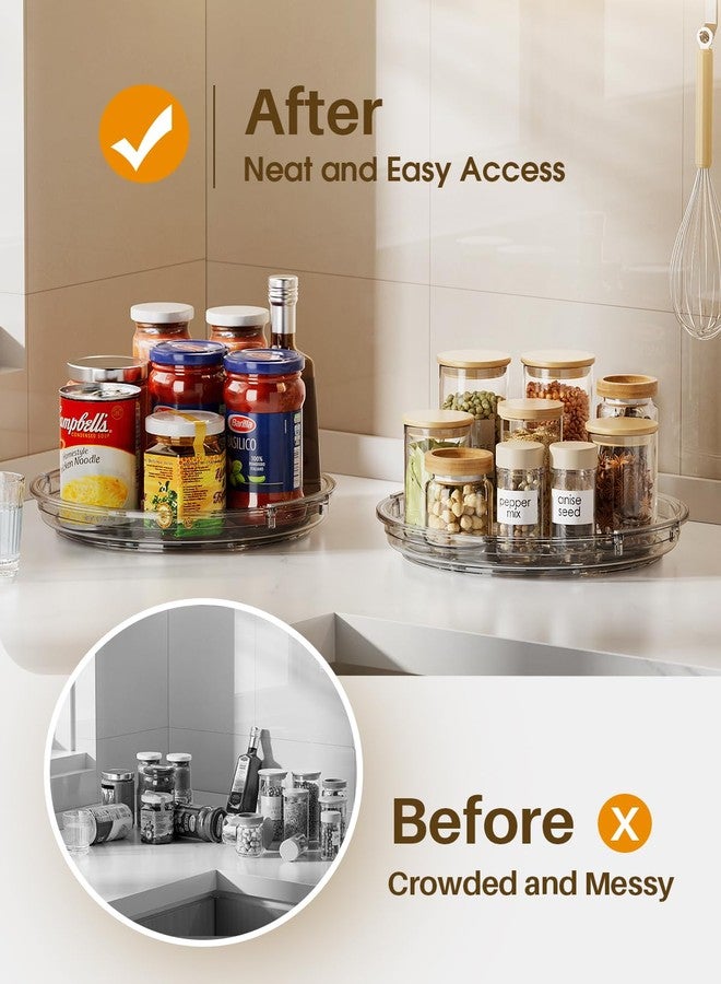 LAMU 2 Pack Lazy Susan Organizer 9.25 inch Lazy Susan Turntable for Cabinet, Rotating Spice Organization for Cabinet, Kitchen, Table Top, Countertop, Pantry Fridge Organizers and Storage, Gray - Image 5