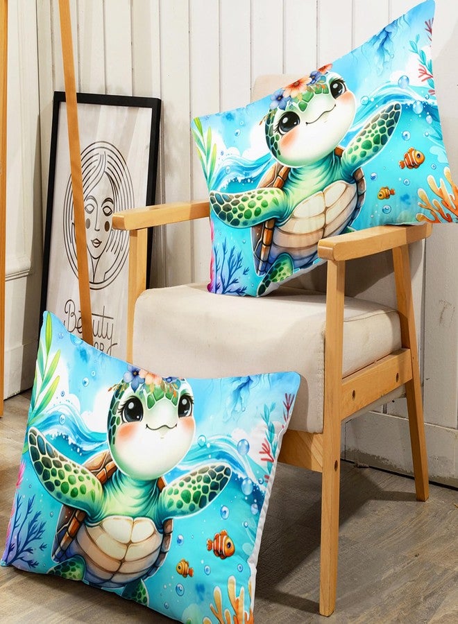 AILONEN Cute Sea Turtle Fitted Sheet Set Queen Size, Ocean Turtle 3D Printed Bed Sheet Set,Watercolor Jellyfish Coral Shell Breathable Fitted Sheet with 2 Pillowcases,3 Pieces - Image 5