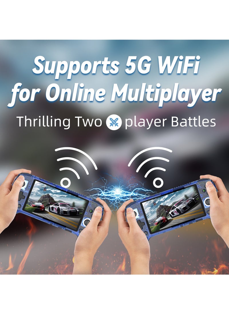 كونسول الألعاب المحمول RG556 كلاسيك - 28 محاكي - 42 ألف+ لعبة - شاشة 5.48 بوصة AMOLED - أندرويد 13 - معالج يونيسوك T820 - خرج تلفزيون 8K - للأطفال والكبار [أسود-256 جيجابايت - أكثر من 30 ألف لعبة جاهزة]