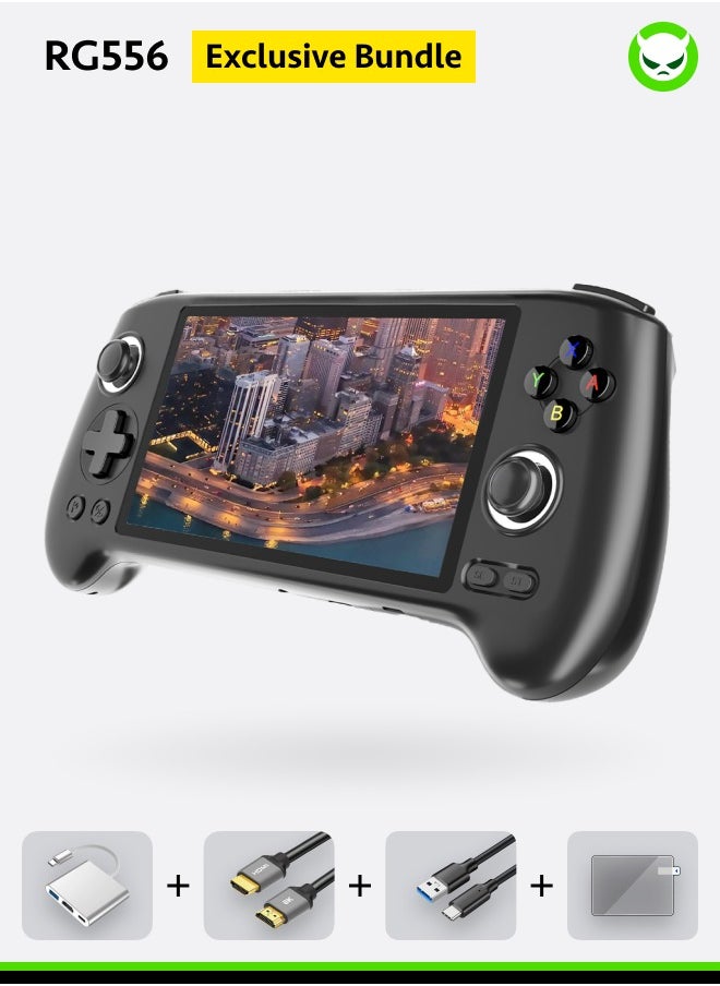 ANBERNIC  RG556 Handheld Retro Gaming Console 28 Emulators 42K+ Playable Games 5.48” AMOLED Display Android 13 Unisoc T820 8K TV Output Portable Video Game Console for Kids & Adults【Black-256GB  Over 30,000 Games Playable】  - Image 1