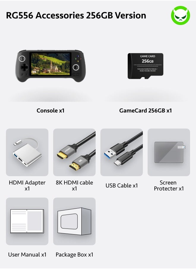 ANBERNIC  RG556 Handheld Retro Gaming Console 28 Emulators 42K+ Playable Games 5.48” AMOLED Display Android 13 Unisoc T820 8K TV Output Portable Video Game Console for Kids & Adults【Black-256GB  Over 30,000 Games Playable】  - Image 2