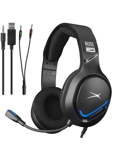 ALGH9603 Gaming Headset - Mesh Earcups - Noise Cancelling Microphone - Inline Volume Control - Breaded Cable