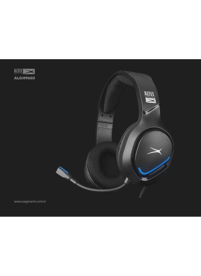 ALGH9603 Gaming Headset - Mesh Earcups - Noise Cancelling Microphone - Inline Volume Control - Breaded Cable