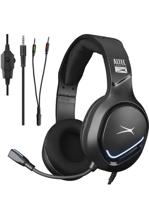 ALGH9603 Gaming Headset - Mesh Earcups - Noise Cancelling Microphone - Inline Volume Control - Breaded Cable