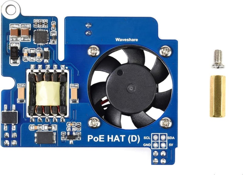 Waveshare Power Over Ethernet HAT (Type D) for Raspberry Pi 3B+/4B 802.3af-Compliant Tailored for Raspberry Pi Official Case - Image 1