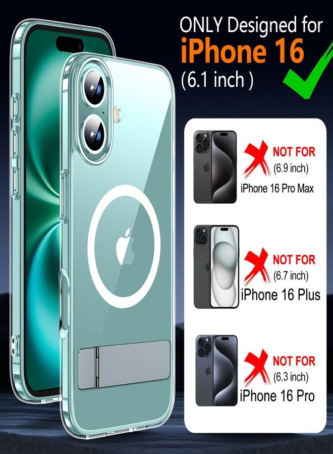جراب xiwxi لهاتف iPhone 16 مع حامل، [متوافق مع Magsafe] [واقي شاشة واحد]، حماية من الدرجة العسكرية ومضاد للاصفرار، جراب هاتف مغناطيسي لهاتف iPhone 16، شفاف - Image 2