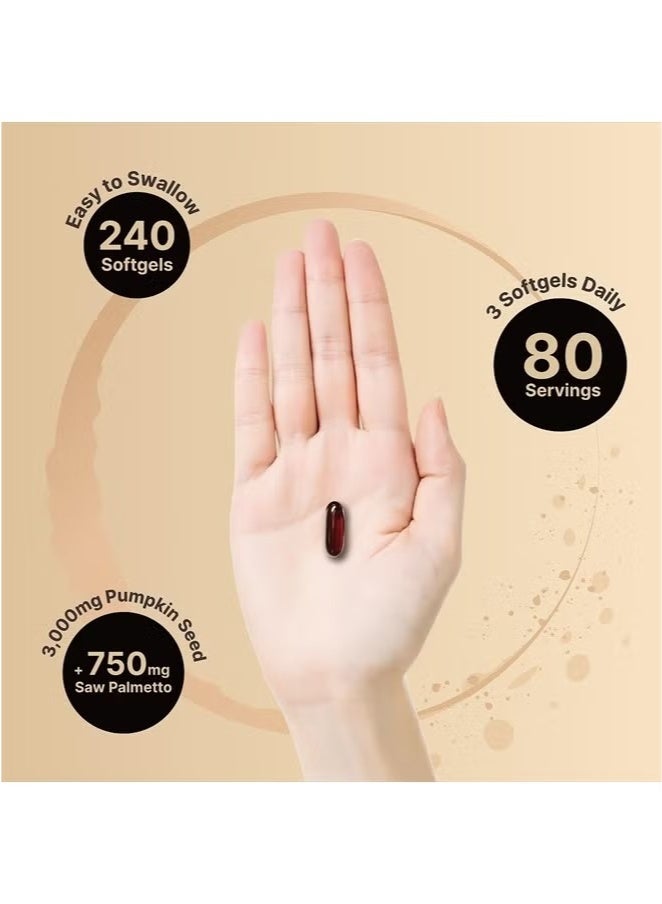 NatureBell Pumpkin Seed Oil 3,000mg Per Serving with Saw Palmetto, 240 Softgels - Image 4