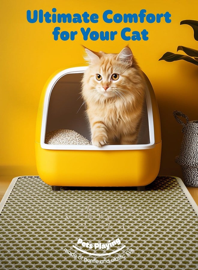 Powools Cat Litter Mat - 23.2'' x 14.6'' Small Litter Trapping Mat, Easy to Clean Litter Box Mat, Waterproof, Urine-Proof, Non-Slip Kitty Litter Mats for Floor, Bright Green - Image 3