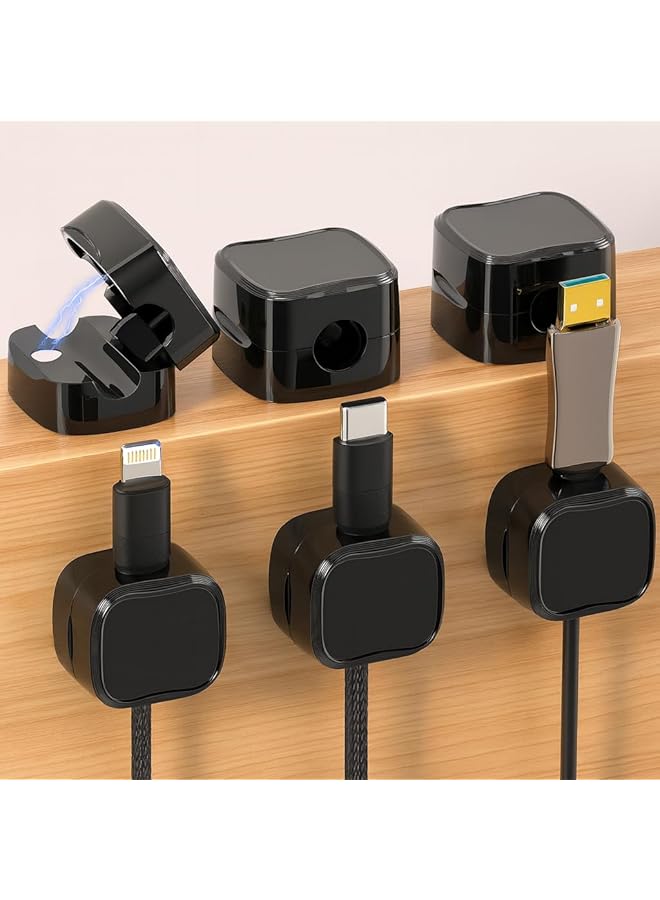 Cable Management Clip Organizer for Desk & Car – Adjustable Phone Charger, USB & Extension Cord Holder | Desktop Cable Management Accessories for Office, Gaming, Electronics & Power Cables (6 Pack)