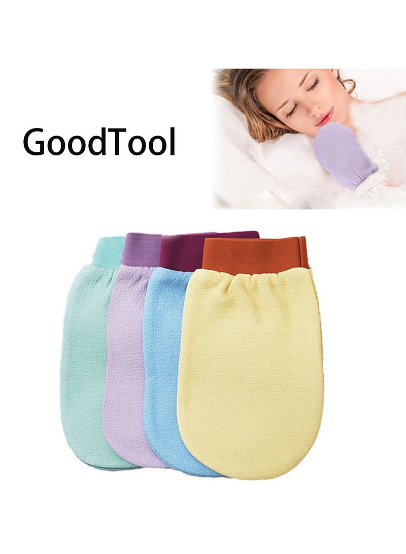 GoodTool 4Pcs Double-Sided Bath Gloves Deep Exfoliating Gloves Suitable for Cleansing Dead or Dry Skin  for Both Men and Women  - Image 1