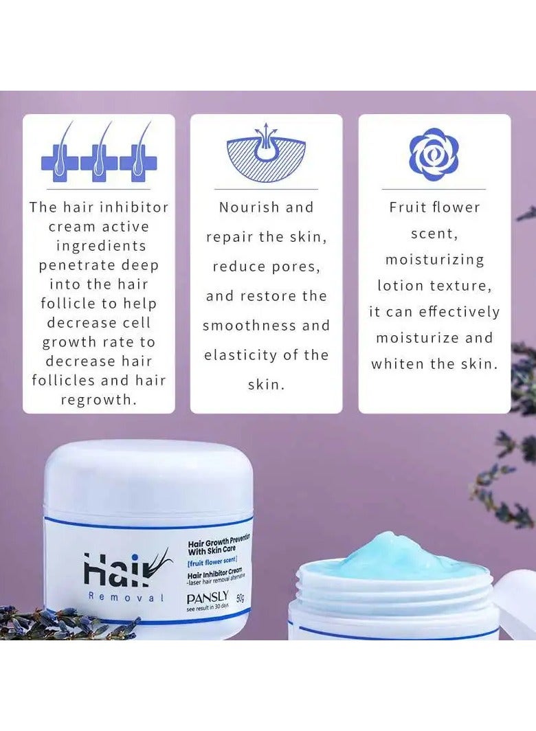 PANSLY كريم إزالة الشعر باللافندر غير المؤلم مثبط دائم لنمو الشعر لمنطقة الإبط واللحى والشعر الجسدي - Image 2