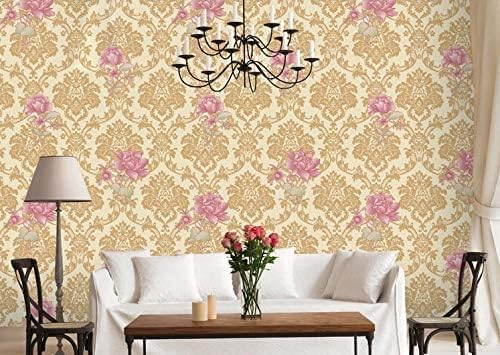 Jig-Tik Contact Paper Waterproof PVC Wallpapers Roll Embossed Europe Style Nordic 3D Sculpture Flower Wall Covering Modern Wall Décor(45 * 300) (1, White Black) (1, Gold Pink) - Image 4