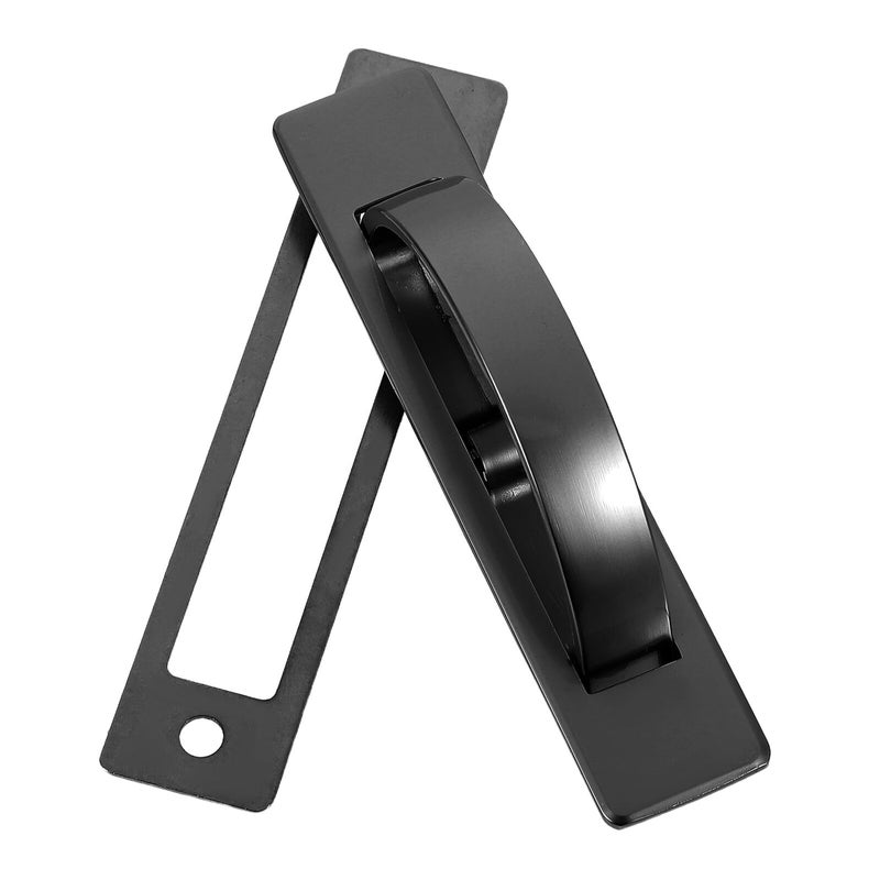 Black Flush Mount Invisible Cabinet Drawer Handle 85mm Hole Distance Metal Plate Replacement - Image 2