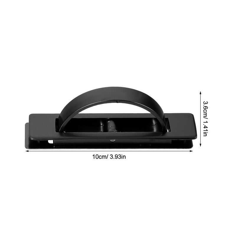 Black Flush Mount Invisible Cabinet Drawer Handle 85mm Hole Distance Metal Plate Replacement - Image 3