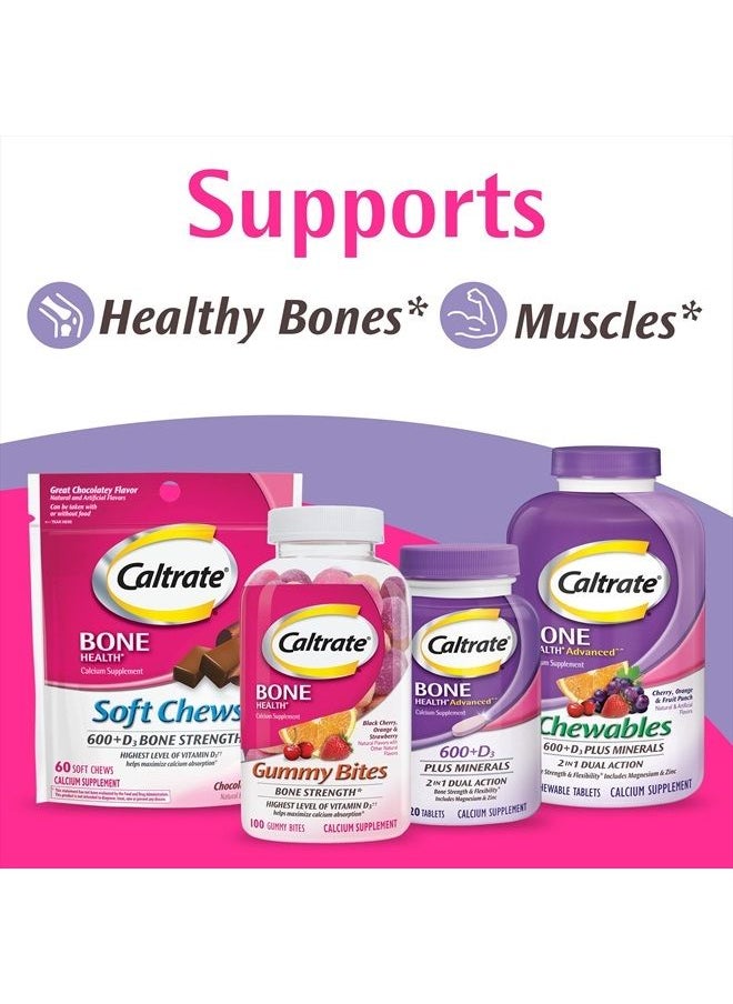 Caltrate - Gummy Bites 500 mg Calcium and Vitamin D Supplement, Black Cherry, Strawberry, Orange - 100 Count - Image 1