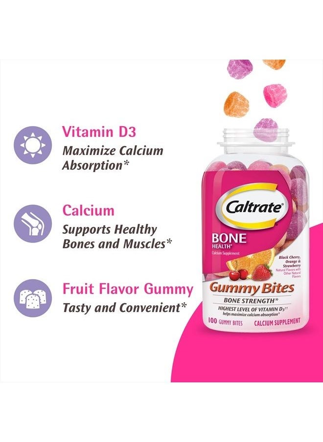Caltrate - Gummy Bites 500 mg Calcium and Vitamin D Supplement, Black Cherry, Strawberry, Orange - 100 Count - Image 1