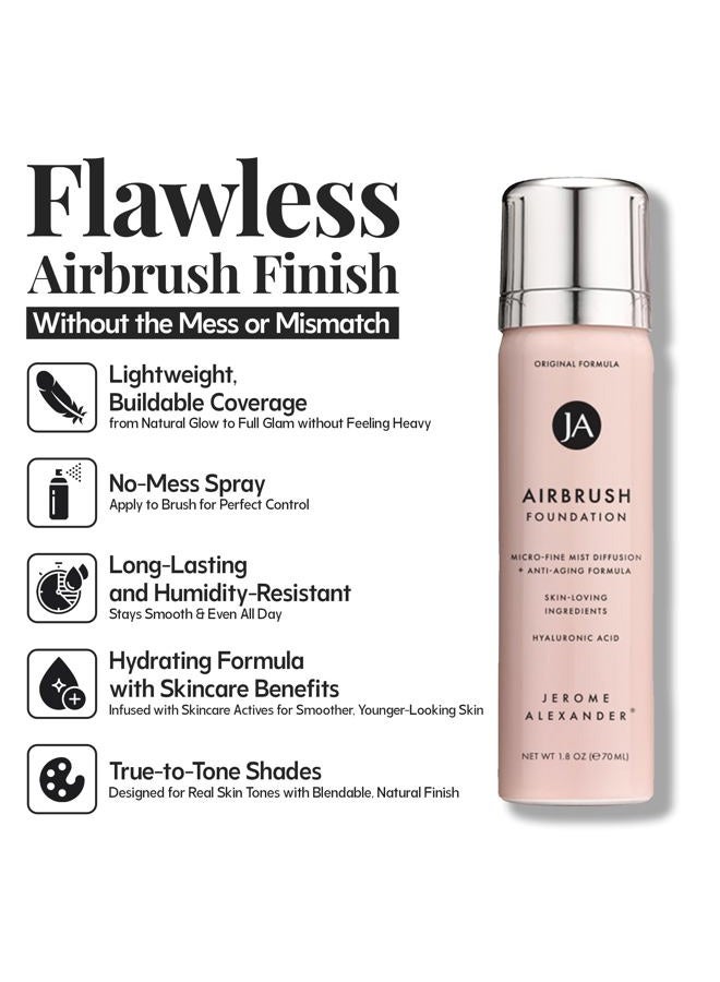 Jerome Alexander MagicMinerals AirBrush Foundation – 2pc Set with Airbrush Foundation and Kabuki Brush - Spray Makeup with Anti-aging Ingredients for Smooth Radiant Skin (Bright Medium) - Image 2