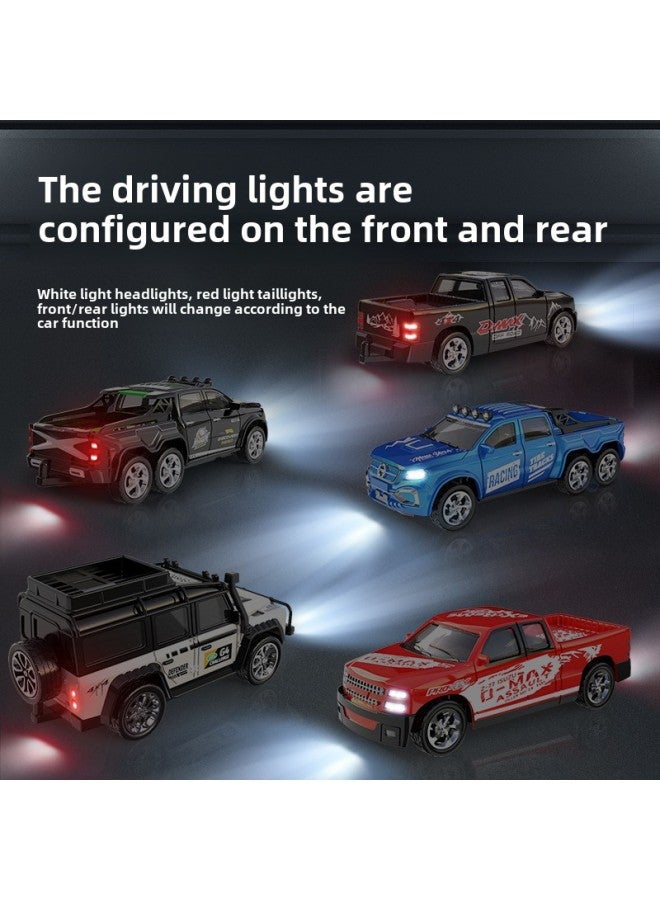 Mini Remote Control Car Toy 2.4G With LiGht Adjustable Speed With Trailer Simulation Model 1:64 Remote Control Alloy Car-Color:A-6601B - Image 5