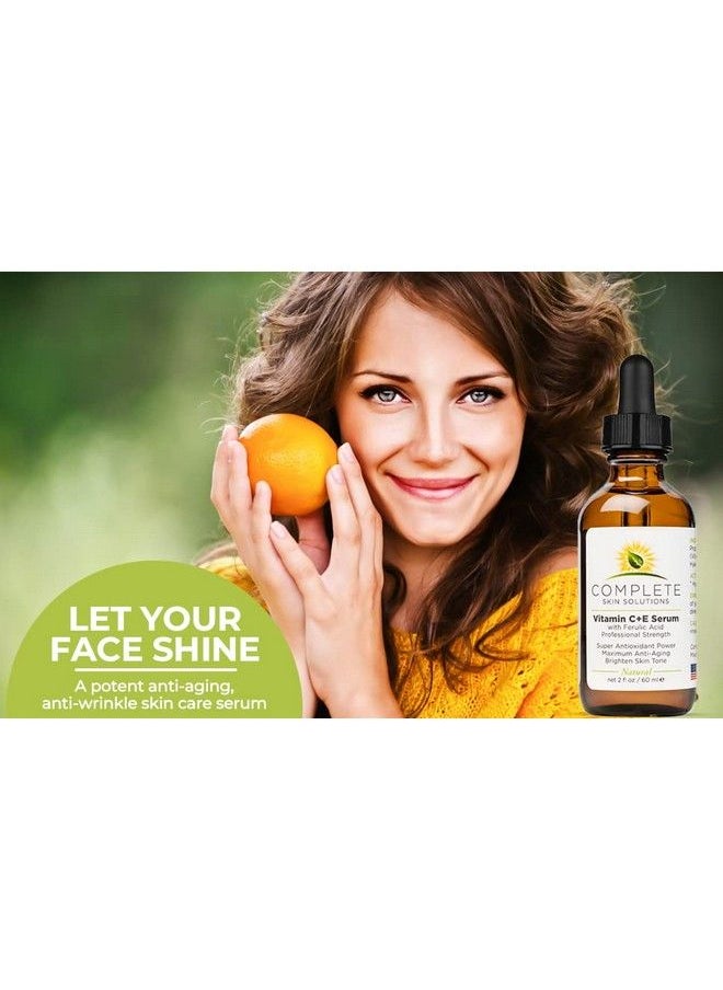 Complete Skin Solutions - أفضل مصل طبيعي لفيتامين سي 2 أونصة مع حمض الهيالورونيك الفيروليك وفيتامين سي 15% مضاد للتجاعيد ومضاد للشيخوخة وإصلاح أضرار أشعة الشمس وحماية مضادة للأكسدة صنع في الولايات المتحدة الأمريكية - Image 1