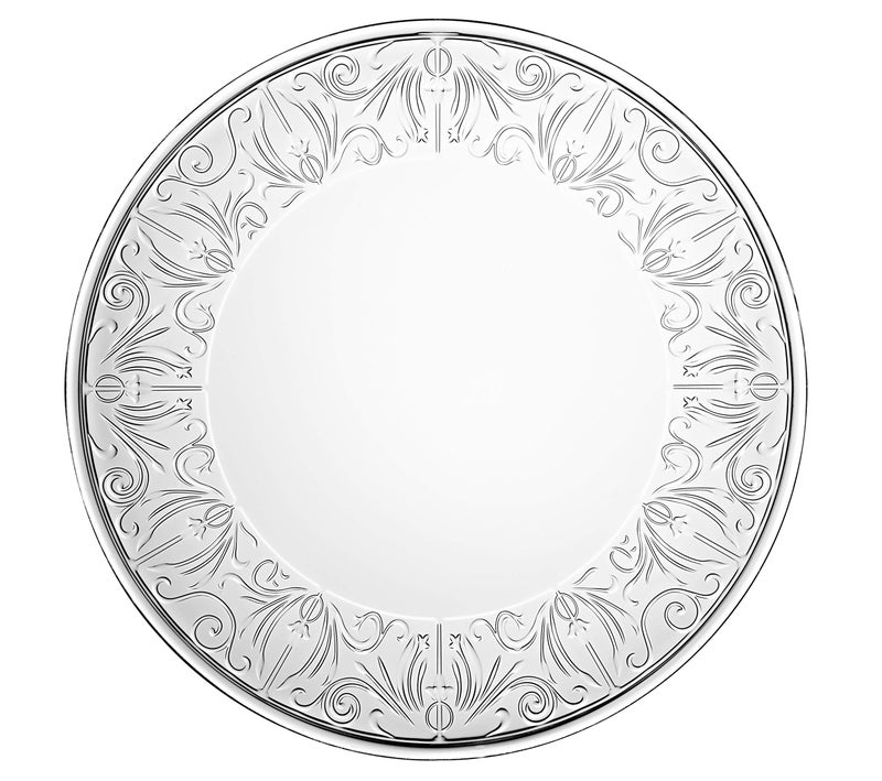 Barski Glass Large Plate  Charger  Crystal Beautiful Designed Border  13 Diameter  Made in Europe