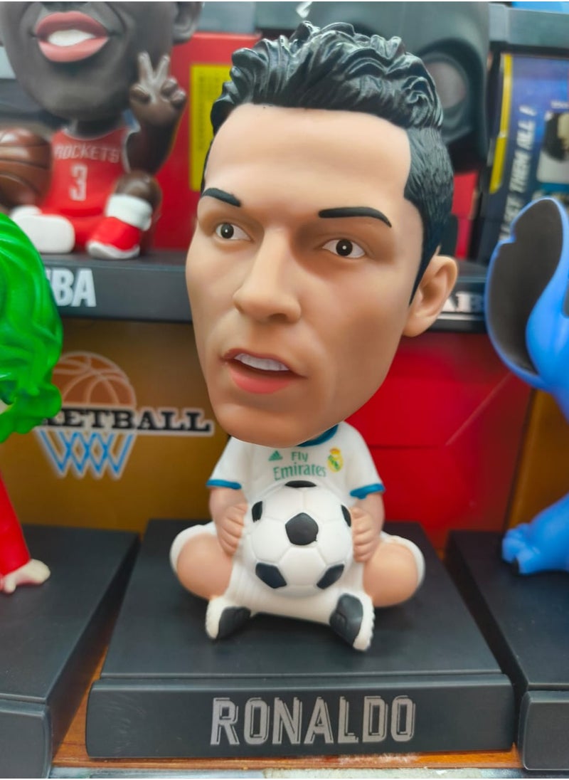 Beauenty - Christiano Ronaldo Footballer CR7 Portuguese Forward for Serie A Club Juventuss Bobblehead with Mobile Holder for Car Dashboard, Office Desk u0026 Study Table - Image 1