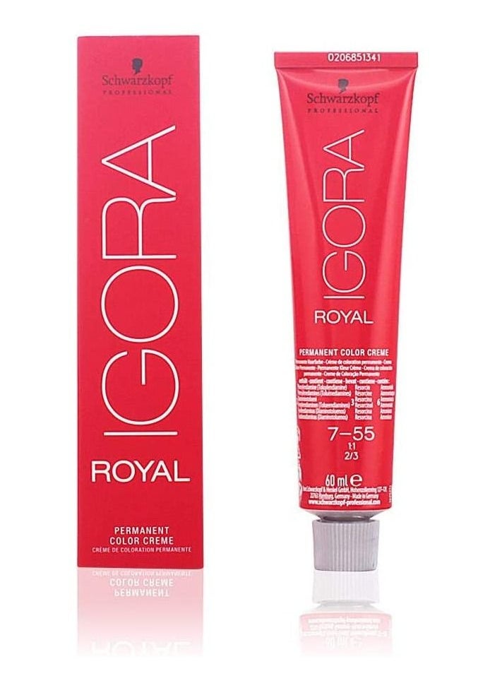 Schwarzkopf - Schwarzkopf Igora Royal Permanent Creme Hair Color 7-55, 60ml - Image 1