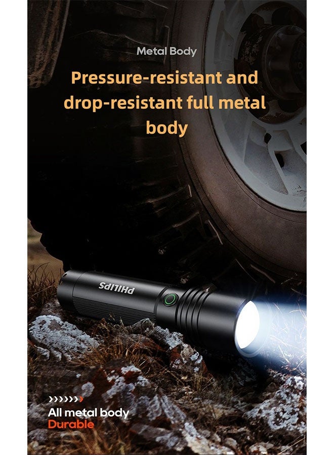 Philips Strong Light Flashlight Aluminum Alloy Zoom Rechargeable Small Portable Household Outdoor Flashlight Explosion Bright Long Range Shooting - Image 3