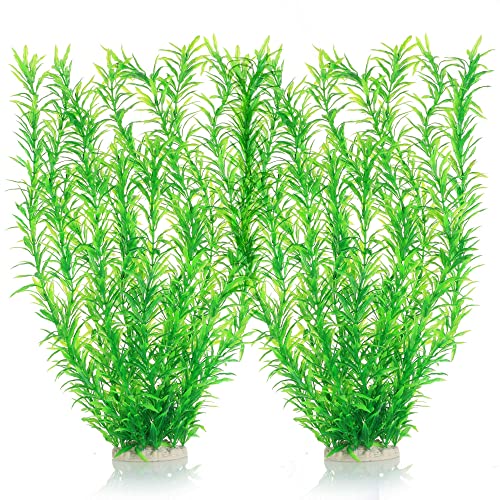 JIHAQUA Aquarium Decor Plastic Plants Extra Large 21 Inches Artificial Fish Tank Plants Tall Fish Tank Decorations (Green 2pcs) - Image 3