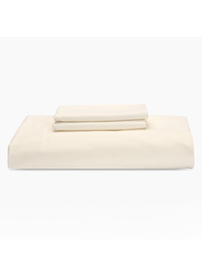 Amreya Linens Bed Sheets Sets Plain Fitted Bedsheet Set (120×200*25) Single 3 pieces Includes 1 Fitted Sheet and 2 Pillowcases  Selected Color: Cream size 50*70 - Image 1