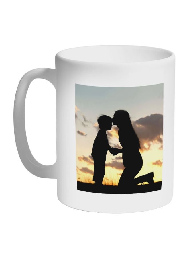 RYN Mother And Child Printed Coffee Mug White/Black/Yellow 11ounce