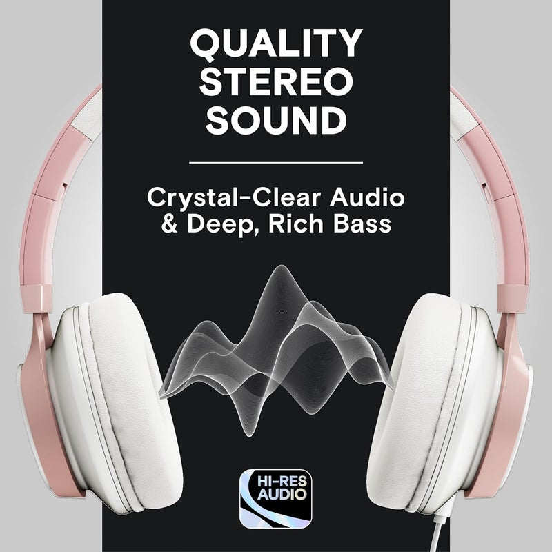 Artix CL750 Wired Headphones with Mic & Volume Control — Noise Isolating On-Ear Headphones for Computer and Laptop Wired, Plug in Corded Headphone Over Ear with Wire (Foldable, Aux Jack 3.5mm) - Image 2