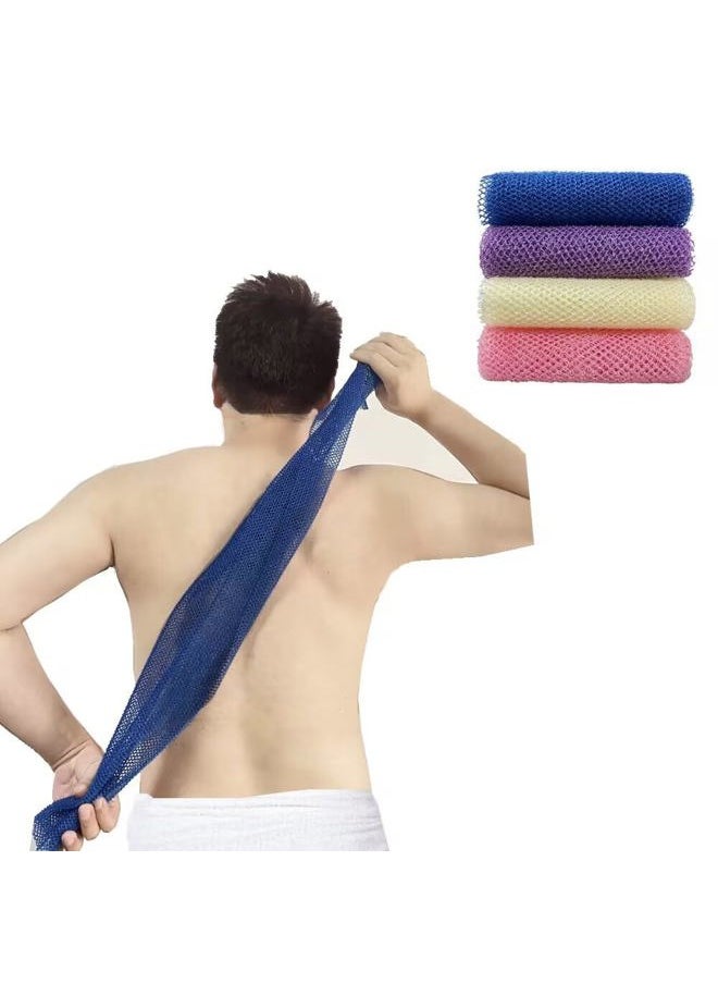 newrichbee - 4 Pack Back Scrubber for Shower,Exfoliating Body Scrubber,Bath Sponge Net，Exfoliating Washcloth（Pink&Blue&Purple&Beige - Image 1