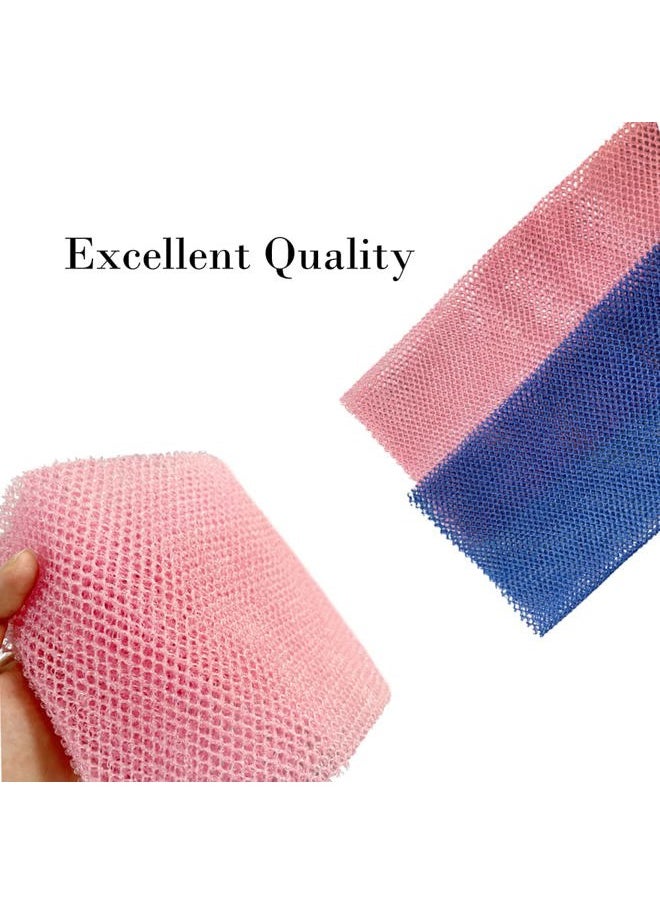 newrichbee - 4 Pack Back Scrubber for Shower,Exfoliating Body Scrubber,Bath Sponge Net，Exfoliating Washcloth（Pink&Blue&Purple&Beige - Image 1