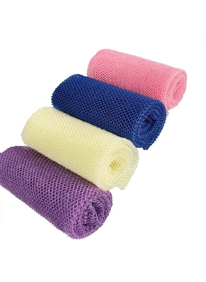 newrichbee - 4 Pack Back Scrubber for Shower,Exfoliating Body Scrubber,Bath Sponge Net，Exfoliating Washcloth（Pink&Blue&Purple&Beige - Image 1