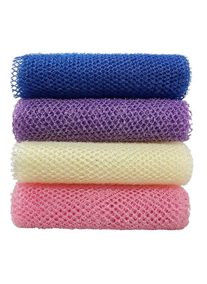 newrichbee - 4 Pack Back Scrubber for Shower,Exfoliating Body Scrubber,Bath Sponge Net，Exfoliating Washcloth（Pink&Blue&Purple&Beige - Image 1