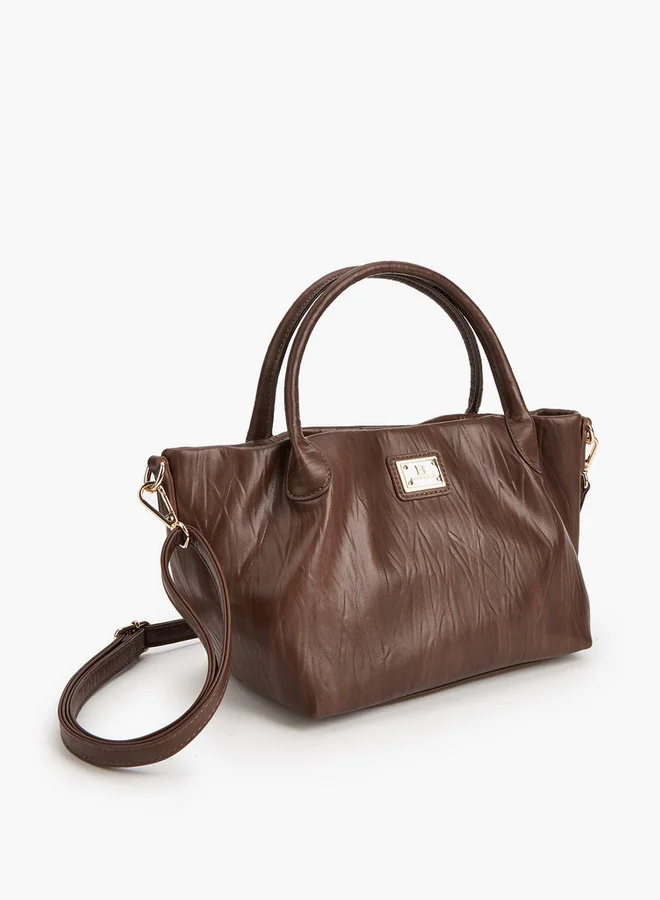 Flora Bella By Shoexpress Textured Tote Bag with Button Closure