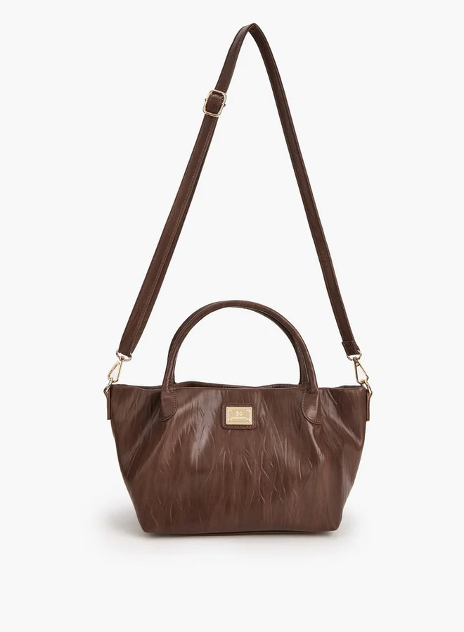 Flora Bella By Shoexpress Textured Tote Bag with Button Closure