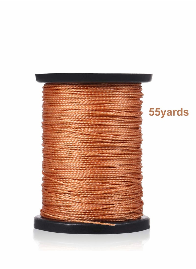 Excefore - Canvas Leather Sewing Awl Needle with Copper Handle, 50 m Nylon Cord Thread and 2 Pieces Thimble for Handmade Leather Sewing Tools Shoe and Leather Repair, 6 Pieces - Image 1