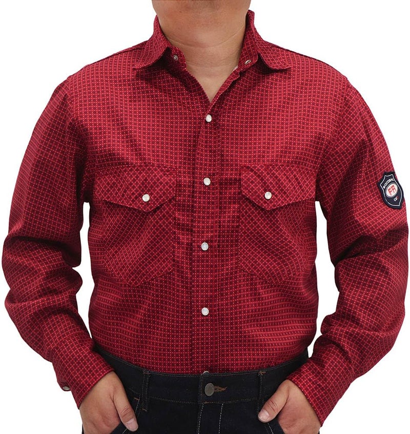BOCOMAL FR Shirts for Men Printed Plaid Flame Resistant Clothing 6.5oz Cotton Button Up Welding Shirts NFPA2112 CAT2 - Image 2