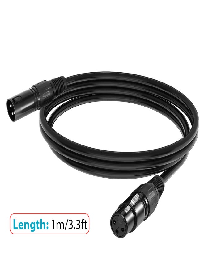 كابل XLR بطول 1 متر/3.3 قدم، كابل إضاءة مسرح DMX، قابس XLR ثلاثي الأطراف ذكر إلى أنثى، مقبس PVC أسود، مناسب لإضاءة الرأس المتحركة، وإضاءة الكشاف، وإضاءة Par، والميكروفون، والخلاط، عبوة من 8 قطع - Image 4