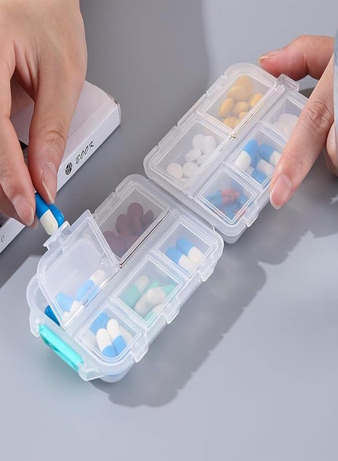 INVODA Travel Pill Organizer Portable Pocket Pill Case Small Pill Box for Purse Medicine Organizer Have 10 Compartments Storage Vitamin Fish Oil by INVODA (White - Image 3