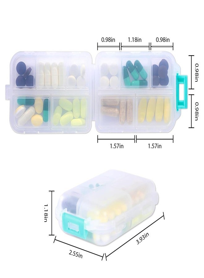 INVODA Travel Pill Organizer Portable Pocket Pill Case Small Pill Box for Purse Medicine Organizer Have 10 Compartments Storage Vitamin Fish Oil by INVODA (White - Image 2