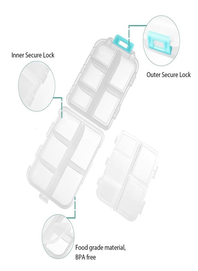 INVODA Travel Pill Organizer Portable Pocket Pill Case Small Pill Box for Purse Medicine Organizer Have 10 Compartments Storage Vitamin Fish Oil by INVODA (White - Image 5