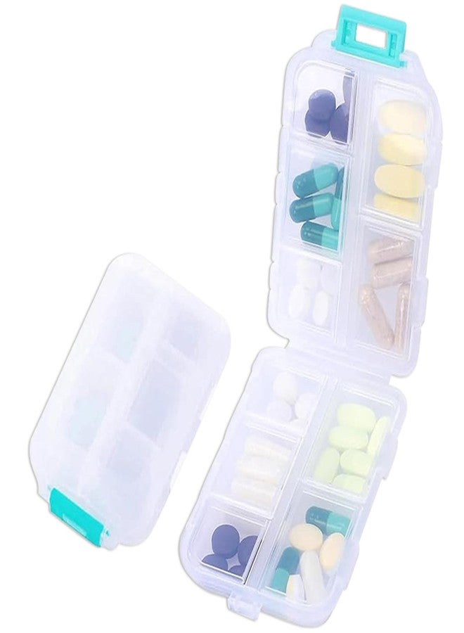 INVODA Travel Pill Organizer Portable Pocket Pill Case Small Pill Box for Purse Medicine Organizer Have 10 Compartments Storage Vitamin Fish Oil by INVODA (White - Image 1