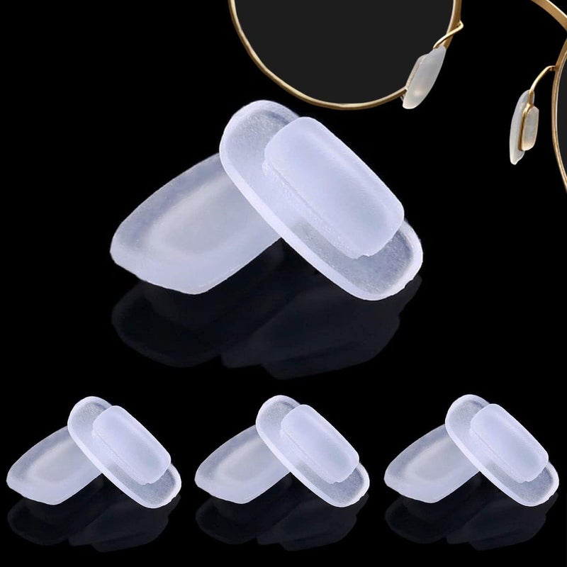 4 Pairs of Square Clip-On Nose Pads – Silicone, for Glasses, Repair, 1.5mm