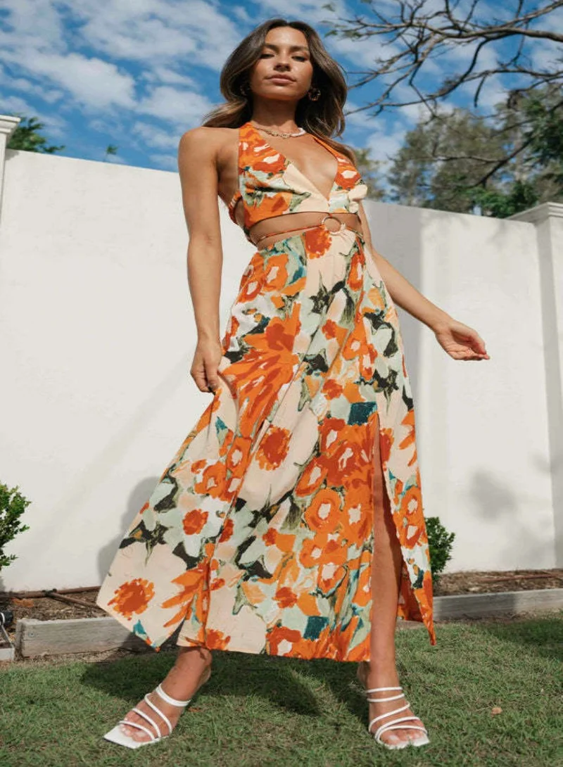 YUNIQEE Floral Cutout Maxi Dress