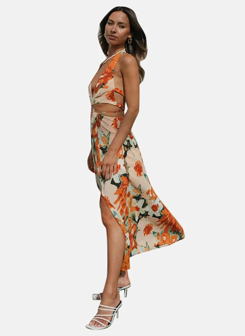 YUNIQEE Floral Cutout Maxi Dress