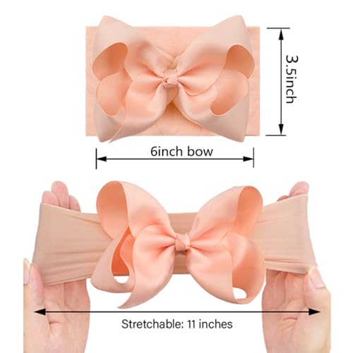 Yxiang 20pcs Baby Headbands with 6" Big Elastics Nylon Ribbon Bows Hair Accessories for Newborns, Infants, Toddlers, Kids - Image 5