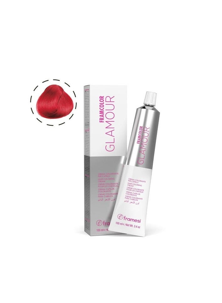 Framesi Morphosis Framesi FRAMCOLOR GLAMOUR 7.55 Pure Red 100ml — Intense True Red Blonde Shade for Salon Use - Image 1