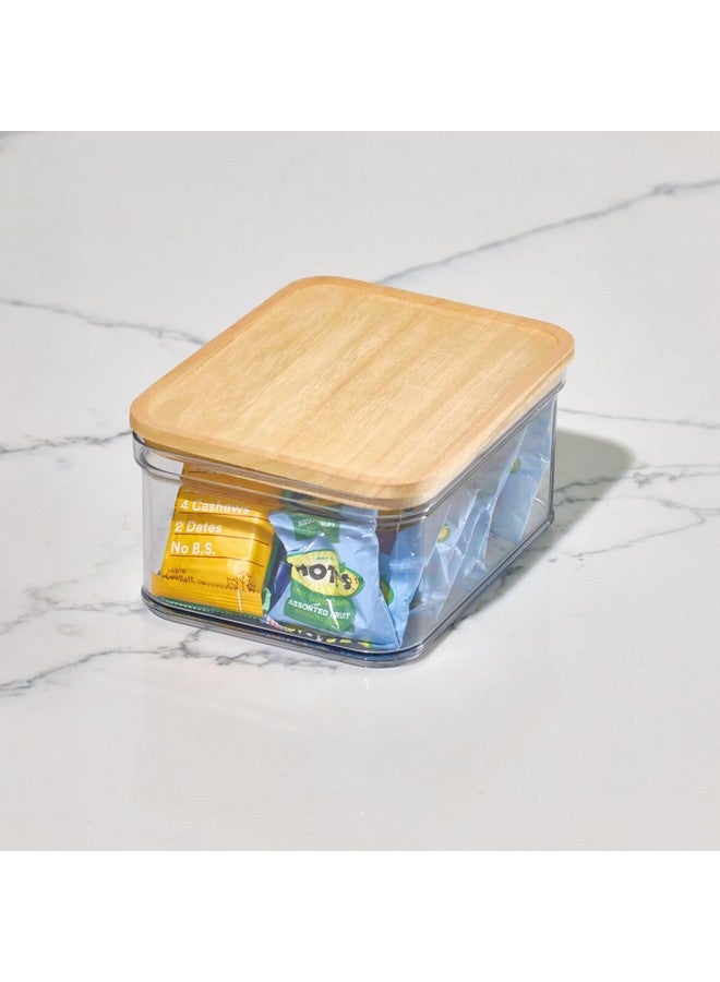 إنترديزاين صندوق تخزين رقائق البطاطس من البلاستيك المعاد تدويره من آي ديزاين مع غطاء، مجموعة روزانا بانسينو - 8.51 بوصة طول × 8.51 بوصة عرض × 4.13 بوصة ارتفاع، صندوق شفاف مع غطاء من الخشب الطبيعي - Image 3